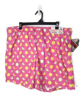 Party Sharks NEW XXL 2XL Mens Swim Trunks Mesh Brief Pink Stripe Lemons Limes